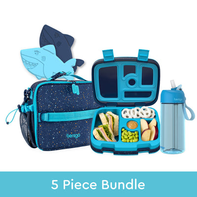 Bentgo Kids Prints Lunch 5-Piece Set with Ice Packs - Abyss Blue Speckle Confetti