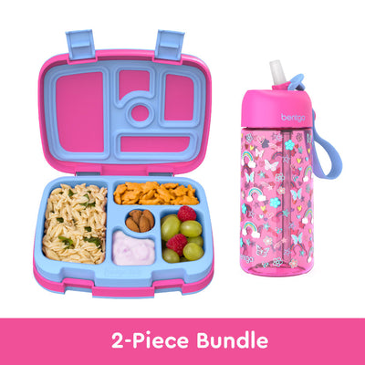 Bentgo Kids Prints Lunch Box & Water Bottle - Rainbows and Butterflies